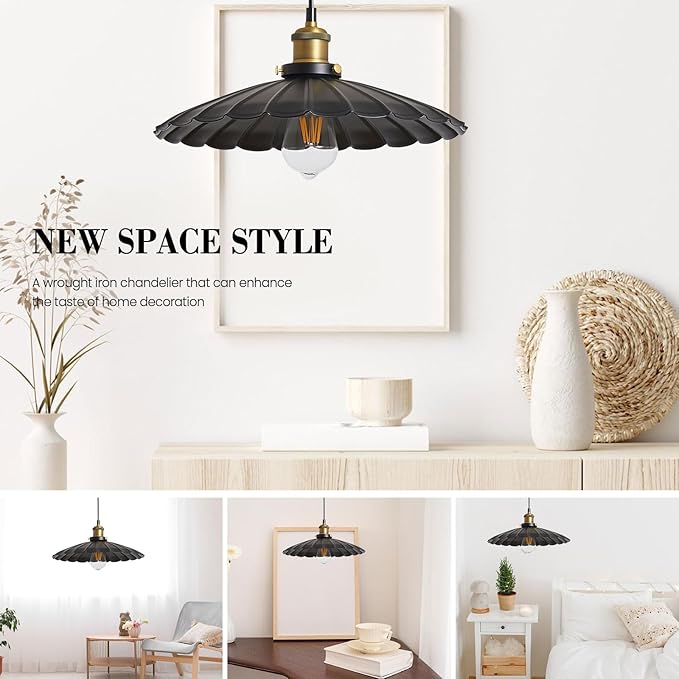 Plug in Pendant Lights for Ceiling,15.7 Inch Retro Black Metal Shade Plug in Hanging Lamp On/Off Switch Dining Room Hallway Hanging Pendant Light for Farmhouse