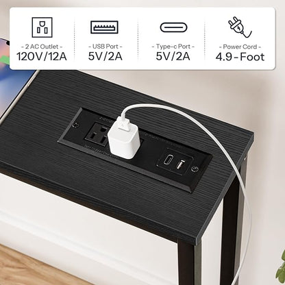 HOOBRO 70.9" Narrow Console Table with Charging Station, 5.9" Slim Sofa Table Behind Couch, 2 AC Outlets & USB-C Ports, Long Entryway Tables for Small Spaces, Livingroom, Black BB185UXG01