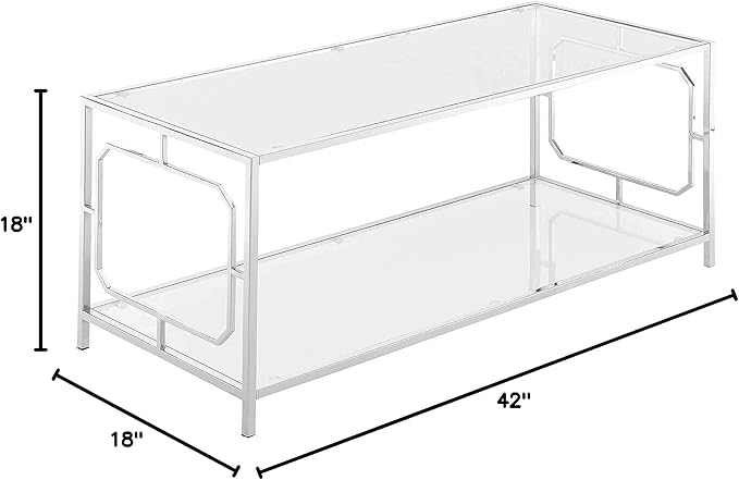 Convenience Concepts Omega Chrome Coffee Table, Clear Glass / Chrome Frame