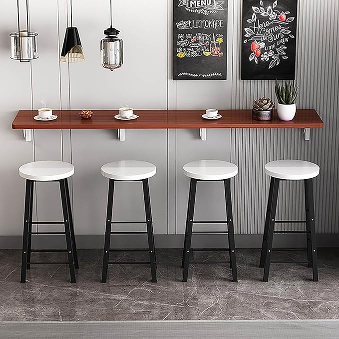 Hanging Home Narrow Long Table Wall Desk Fold Wall Table Wall Hanging Dining Table Kitchen Restaurant Home Bar Work Table Folding Table Bar Tables Workbench Easy to Install Space Saving(Teak,63x15.7in