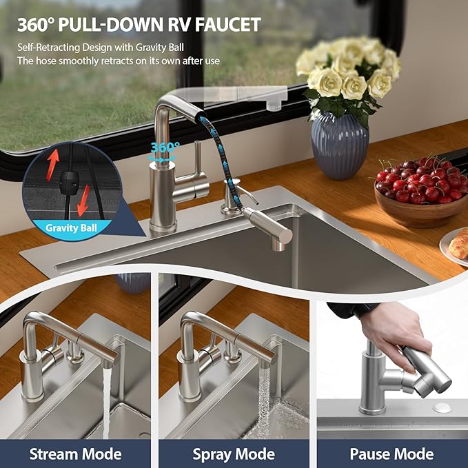 21 Outdoor Kitchen Sink with Faucet- Beslend Drop In Outdoor Bar Sink with Pull-Out Faucet and Cover, 16 Gauge Stainless Steel Kitchen Sinks Workstation Single Bowl Above Counter Indoor Outdoor