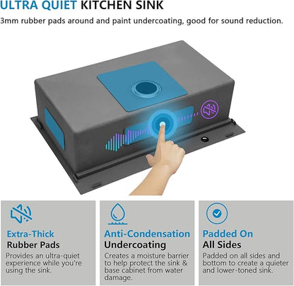 33"x22" Drop In Kitchen Sink Ledge Workstation – 16 Gauge 304 Stainless Steel Above Counter Deep Single Bowl Top Mount Sink Basin