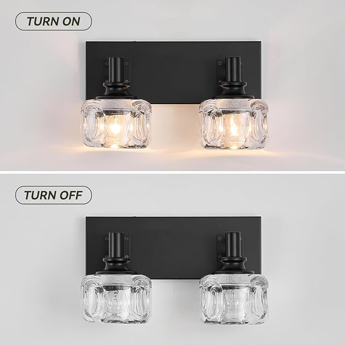 Farmhouse Vanity Light Fixtures 2-Light Bathroom Vanity Light Black Vanity Lights for Bathroom(13.3inches in Length)