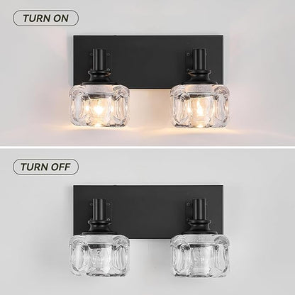 Farmhouse Vanity Light Fixtures 2-Light Bathroom Vanity Light Black Vanity Lights for Bathroom(13.3inches in Length)