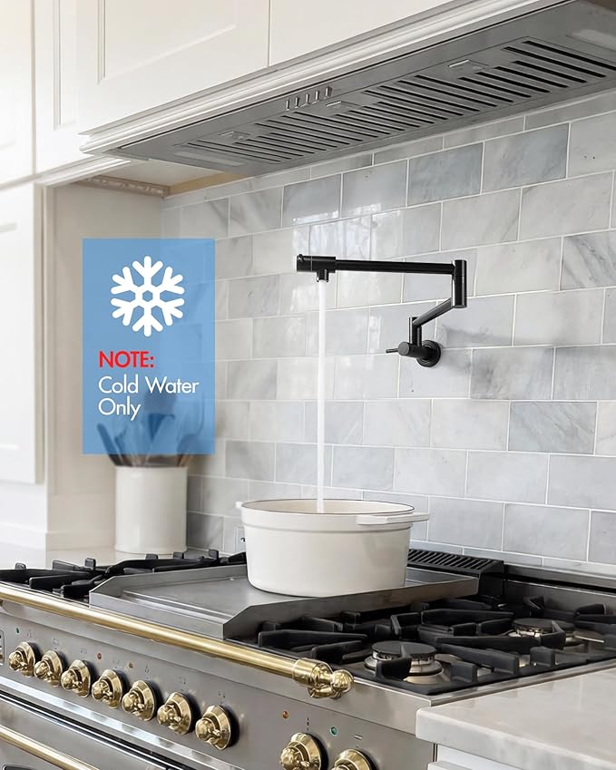 CENOSA Pot Filler Faucet Matte Black Commercial Wall Mount Stove Faucet Wall Mount Pot Filler Facuet