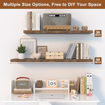 Large Floating Shelves for Wall 1 Pack Deep Floating Shelves No Drilling Accessories Included Deep Wall Shelves for Living Room Kitchen Farmhouse 48" W x 12" D x 1.2" H Rustic Brown