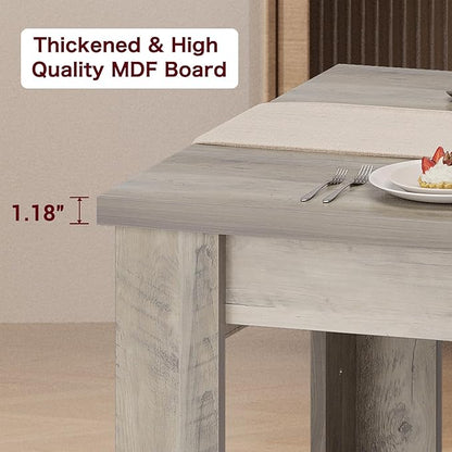 GarveeHome 63 in Dining Table for 4-6, Farmhouse Dinner Kitchen Table for 4 with Large Tabletop, Rectangular Wood Dining Room Table for Kitchen, Living Room, Easy Assembly, Retro Gray