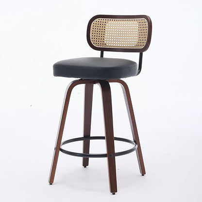 Modern Dining Chairs, Mid-Century Upholstered Kitchen Table and Chairs for Dining Room, Sturdy Stable Swivel Side Chairs with Easy Assembly for Kitchen Island, Bar, Counter or Living Room,Black-PU-2pc