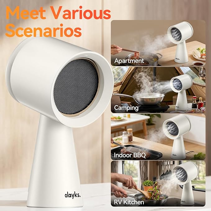 Portable Range Hood, Desktop Range Hood with 3 Speed Exhaust Fan, Advanced 5-Layer Filtration, Large Oil Collection Cup, Portable Kitchen Exhaust Fan for Dorm, RV, Indoor BBQ, Hot Pot, Wired