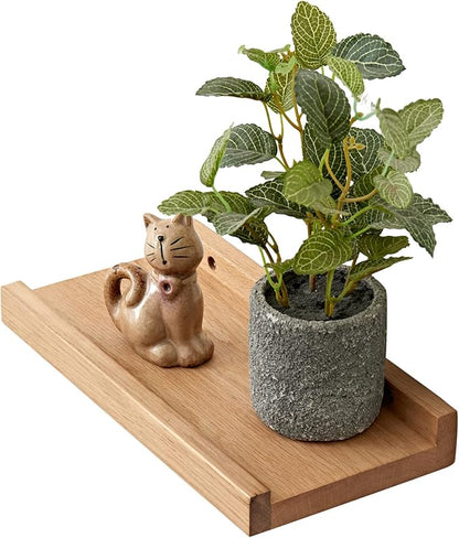 Oak Floating Shelves - Natural Wood Wall Mounted Display Picture Ledge - Home Office Living Room Bedroom Wall Storage Shelf - 4x12 Inch