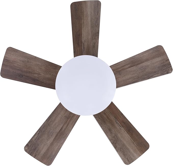 24" Mini Flush Mount Ceiling Fan with Light and Remote, 5-Blade Small Ceiling Fan for Bedroom Kitchen Office, Reversible AC Motor, Hugger Low Profile Fan with 3000K LED Light，Gunmetal Brown