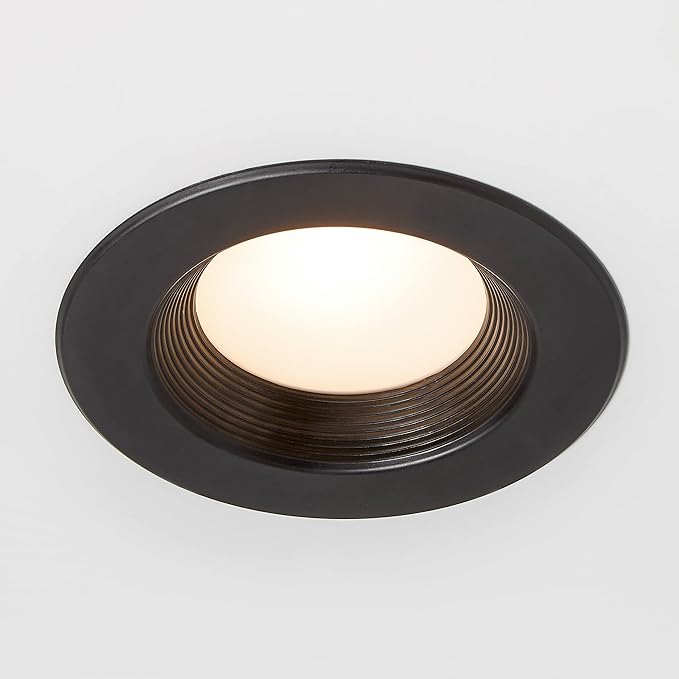 Maxxima 4 in. 5 CCT Retrofit Recessed LED Downlight, 800 Lumens, with E-26 Quick Connect, Color Selectable 2700K-5000K (2700K/3000K/3500K/4000K/5000K), Dimmable, Black Trim