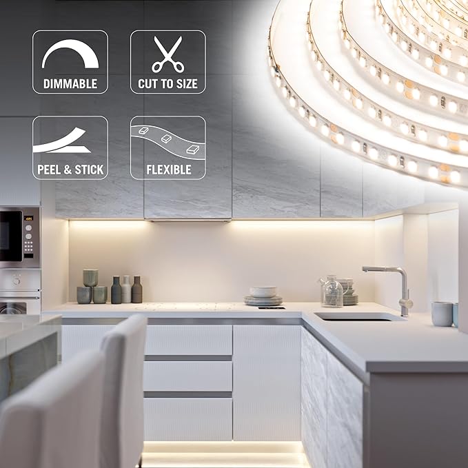 Armacost Lighting RibbonFlex Pro 24V White LED Strip Lights 120 LED/m, 3000K, 8.2 ft 146210