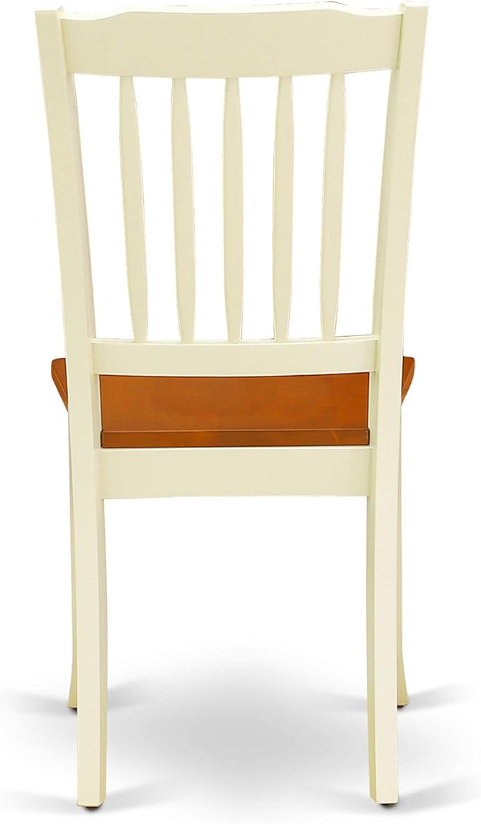East West Furniture DAC-BMK-W Danbury Dining Chairs - Slat Back Wooden Seat Chairs, Set of 2, Buttermilk & Cherry