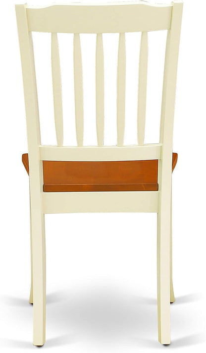 East West Furniture DAC-BMK-W Danbury Dining Chairs - Slat Back Wooden Seat Chairs, Set of 2, Buttermilk & Cherry