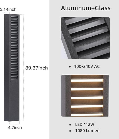 Landscape Path Lights, 39" Pathway Lights, 3000K Outdoor Driveway Light, IP65 Waterproof Modern Bollard Landscape Lighting, Bollards Light Path Led Wired for Patio Lawn Garden Walkway