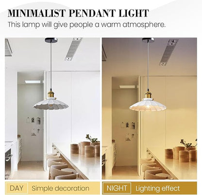 White Pendant Lights, Modern Hanging Lamp with 9.8 Inch Industrial Shade, Farmhouse Pendant Lights Kitchen Island 6.5Ft Adjustable Cord Pendant Light Fixtures 2Pack