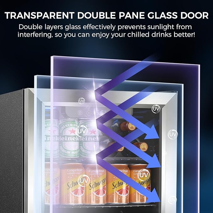 Electactic Mini Fridge 68 Can Beverage Refrigerator Cooler, 1.7 Cu.Ft Drink Fridge forSoda Wine Beer, Digital Temperature Control Cooler for Home, Dorm, Bar