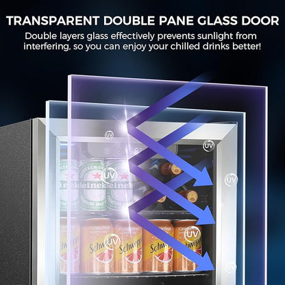 Electactic Mini Fridge 68 Can Beverage Refrigerator Cooler, 1.7 Cu.Ft Drink Fridge forSoda Wine Beer, Digital Temperature Control Cooler for Home, Dorm, Bar