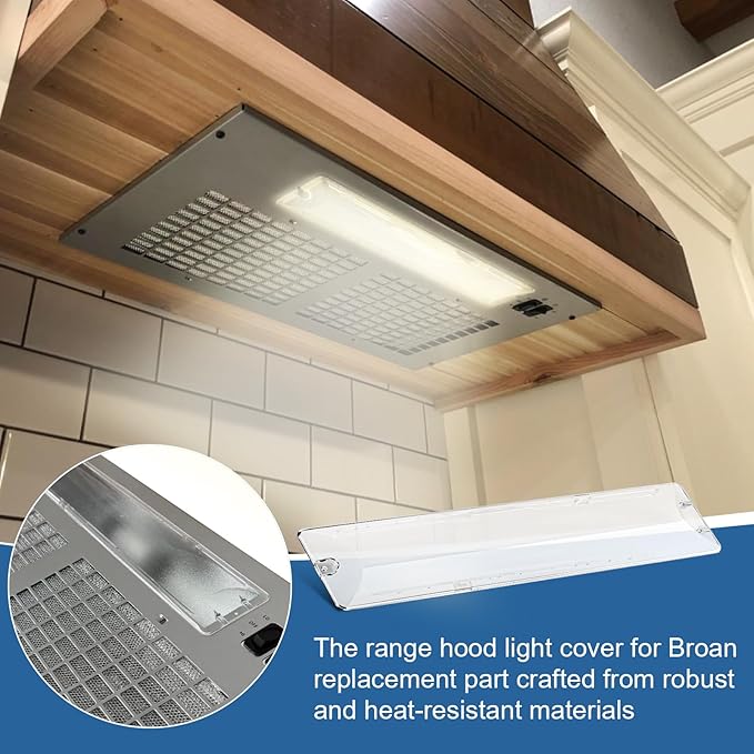 SB03294757 Range Hood Light Cover for Broan Light Lens Cover, Range Vent Hood Light Lens, Range Hood Parts Replacement Hood Light Lens Compatible Fits Various Broan Models