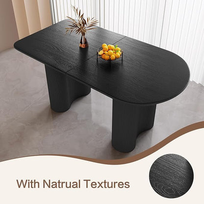 Guyii 55.11" Dining Table, Modern Kitchen Table for 6 People, Indoor Dining Table for Kitchen, Bar, Living Room, Small Space, Black