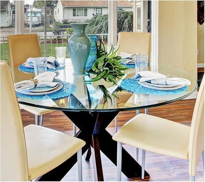 56" Inch Round Glass Table Top 3/8" Thick Pencil Polish Edge Tempered by Fab Glass and Mirror