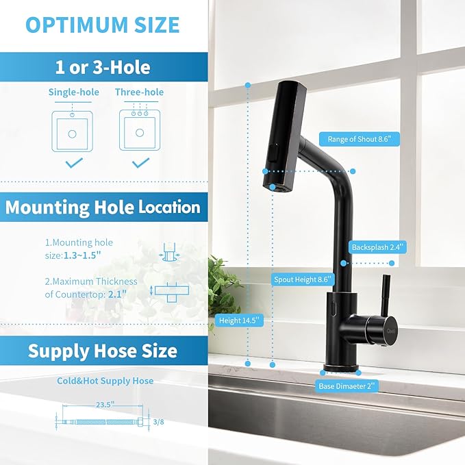 GIMILI Oil Rubbed Bronze Touchless Kitchen Faucet with Pull Down Sprayer, 15” Hight Single Hole Handle Kitchen Sink Faucets
