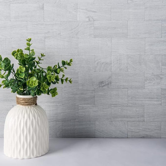 Art3d 10-Sheet Peel and Stick Backsplash PVC Wall Tile, Stickon Tile for Kitchen Backplash, Bathroom Vanities, Fireplace Decor, Laundry Table, Stair Decals in White-Washed, Plastic-Sheets