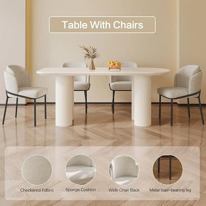 Dining Table Set for 6, Modern Kitchen Table with 6 Chairs, Dining Room Table Set for Kitchen,Dining Room,Home & Office (62.99" White Table with 6 Chairs)