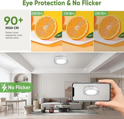 Lightania 12 Inch Flush Mount Ceiling Light, Modern Brushed Nickel LED Ceiling Light Fixture, 20W 1400LM 2700-6500K Adjustable, Dimmable Ceiling Lights for Bedroom, Kitchen, Hallway, Bathroom, ETL