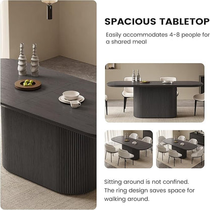 86.61" Oval Modern Dining Table Set for 4, Dining Room Tables with 4 Chairs for Kitchen, Living Room, 5 Piece Kitchen Tables 4 Seaters Dinner Table Set, Black