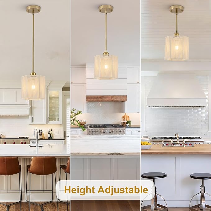 2-Pack Hand-Woven Rattan Pendant Lights, 7.67" Boho Hanging Pendant Light Fixtures, Coastal Hexagonal Mini Island Lights for Kitchen Island, Foyer, Bedroom, E26 Base