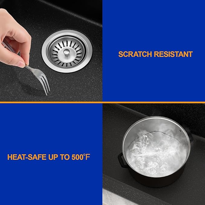 Dcolora 33 In. Drop In Granite Composite Kitchen Sink, Quartz Matte Black Single Bowl Topmount Workstation Sink, 33" X 22" X 10"#DC-0001GBT