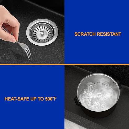 Dcolora 33 In. Drop In Granite Composite Kitchen Sink, Quartz Matte Black Single Bowl Topmount Workstation Sink, 33" X 22" X 10"#DC-0001GBT