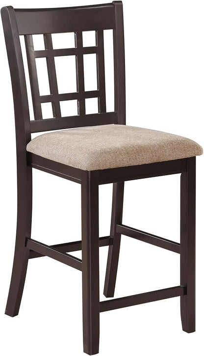 Coaster Home Furnishings - LAVON - 5-Piece Counter Height Dining Set - Oval Extendable Table with Storage & 4 Upholstered Chairs - Dining Room & Kitchen - Light Chestnut - 105278-S5