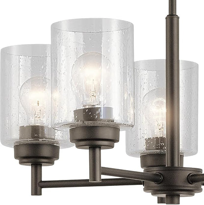 Kichler Winslow 19.75" Chandelier in Olde Bronze®, 5-Light Chandelier for Dining Room, Living Room, or Bedroom, Clear Seeded Glass, (19.75" W x 16" H), 44030OZ