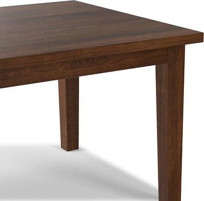 SIMPLIHOME Eastwood Dining Table - 66 inch Wide Solid Walnut Veneer Rectangular Table, Contemporary Style for Dining Room or Kitchen with Tapered Legs and Thick Top, Seats 6