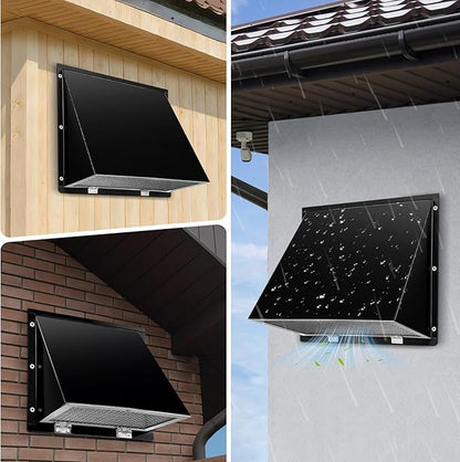 Black 10 Inch Hooded Wall Vent with Screen and Damper Exterior Exhaust Vent Cover Cap