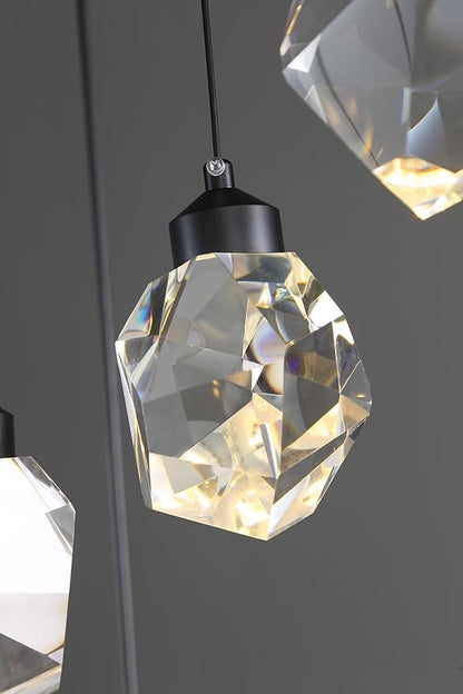 Large High Ceiling Chandeliers Modern Long Spiral Staircase Crystal Chandeliers,K9 Crystal Drop Chandelier for Foyer Entryway 20 Lights Black D28XH135inch