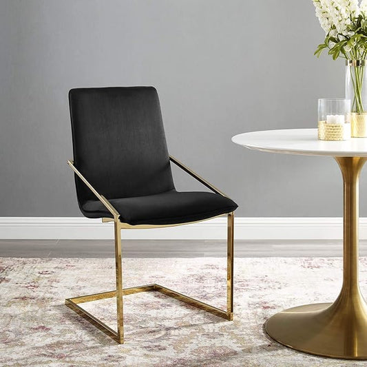 Modway Pitch Performance Velvet Dining Armchair, Gold Black 21.5 x 19.5 x 35.5