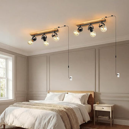 SEEBLEN 3 Light Plug in Track Light,Farmhouse Plug in Ceiling Light with 14.76-Foot Cord,Rotatable Ceiling Spotlight for Kitchen Dining Room Cabinet Hallway Living Room(No Bulb)