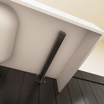 59" x 21.6" Wall-Mounted Stone Resin Rectangular Vessel Sink, Modern Floating Bathroom Sink for Vanity, Art Basin Trough, Durable and Stylish Bathroom Sink for Modern Homes, White