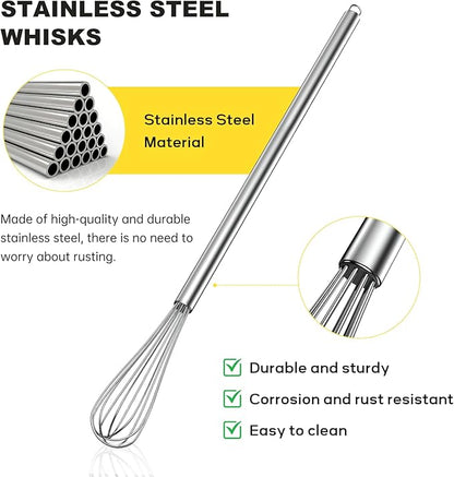 NileHome Mini Whisks Stainless Steel Whisk Set 7" 9" 11"Kitchen Small Wisk Balloon Wire Tiny Whisks for Cooking, Whisking, Blending, Beating, Stirring 3 Pack