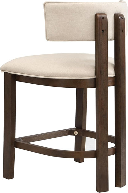 Christopher Knight Home Minso Bar Table and Chairs Set of 2, 3 Piece Bar Table Set with Upholstered Counter Stool, Rubberwood Counter Height Dining Set for 2, Walnut+Beige