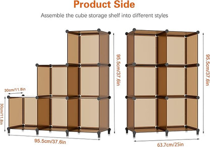 6-Cube Storage Organizer, Closet Organizer Storage Shelf Bookcase Bookshelf with Metal Hammer, Storage Cubes Organizer Cabinet for Kids, Closet, Bedroom, Bathroom, (11.8x11.8x11.8 inch)
