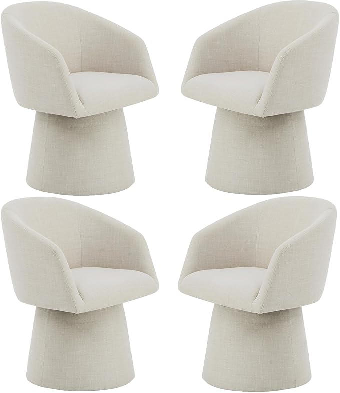 KISLOT Swivel Dining Chairs Modern Accent Armchair Side Deskchair for Diningroom Vanity Bedroom Livingroom Reading Room,Linen,4 Box