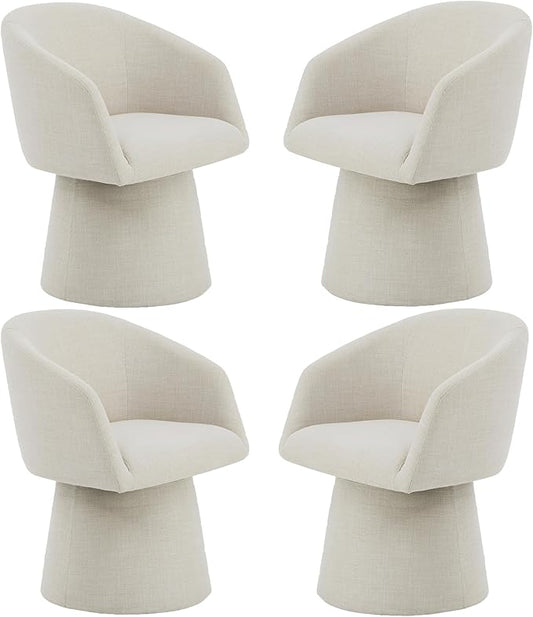 KISLOT Swivel Dining Chairs Modern Accent Armchair Side Deskchair for Diningroom Vanity Bedroom Livingroom Reading Room,Linen,4 Box