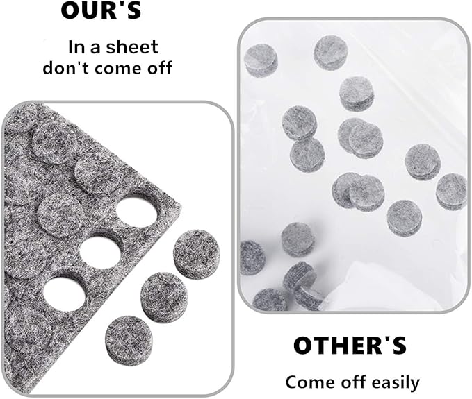 Felt Cabinet Door Bumpers-Small Felt Pads for Cabinet Doors, 3/8" Diameter 100PCS, 5mm Thick Self Adhesive Gray