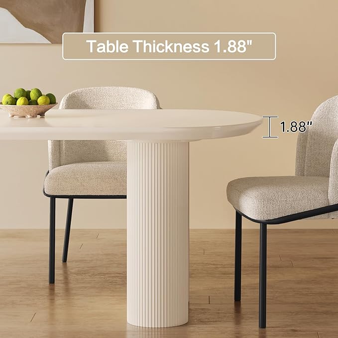 Guyii 70" Cream White Dining Table Set with 6 Chairs, Modern Kitchen Table, Indoor Use for Kitchen, Dining Room, Living Room, Small Spaces