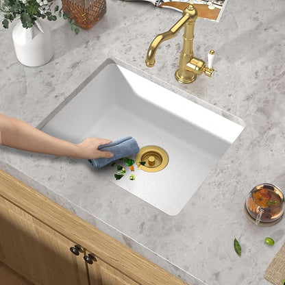 21 Inch White Undermount Bar Sink - Granite Composite Single Bowl Classic Quartz Wet Prep Sink for RV, Kitchen Bar, Boat, and Outdoor #TLGU-135
